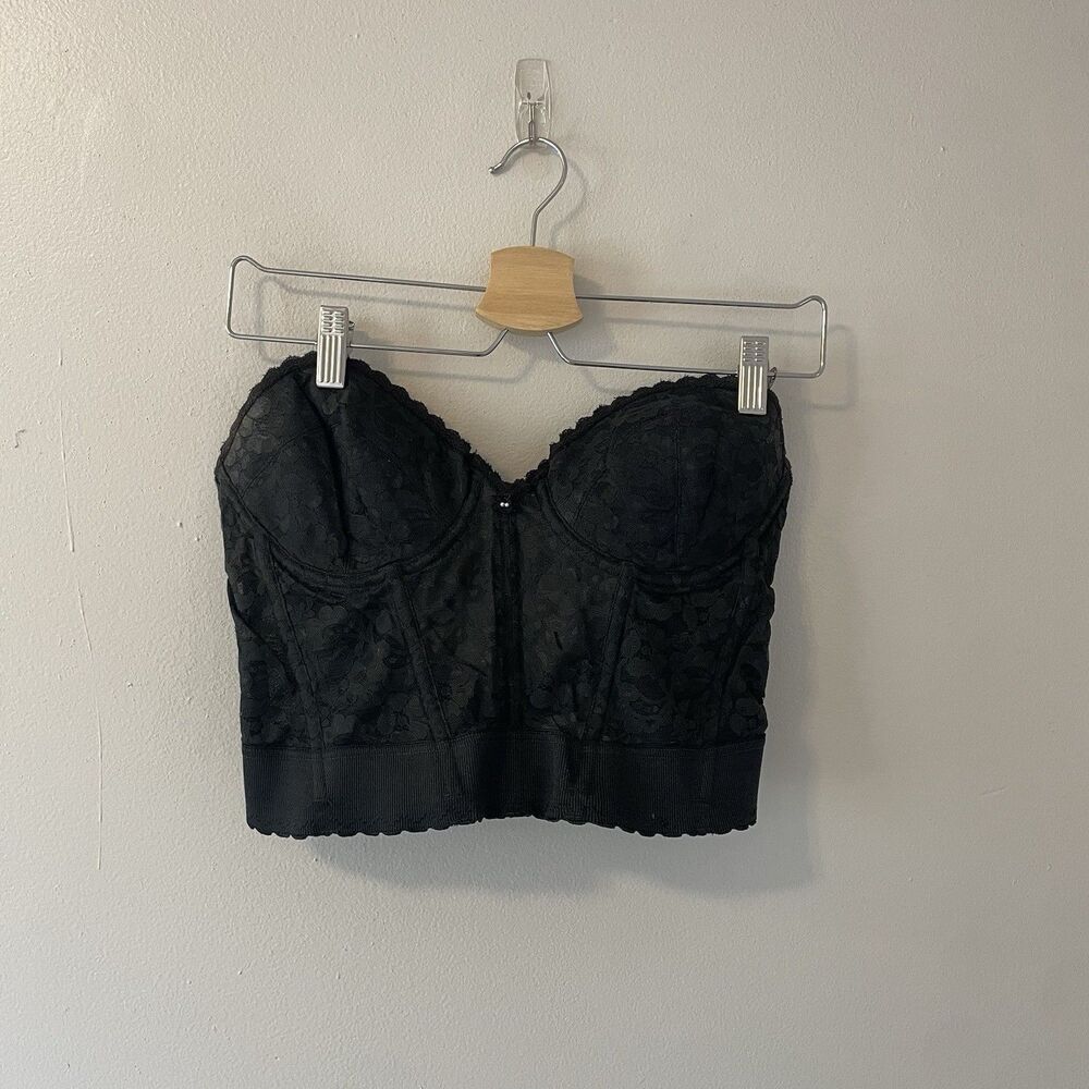 Vintage Fredericks of Hollywood Corset Bustier Bra Size 36C Black Lace